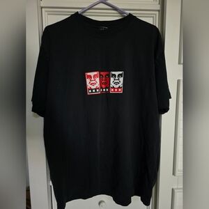 Obey Black and Red Short Sleeve Tee
